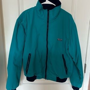 Vintage Eddie Bauer Teal Zip-Up Jacket with Black Accents